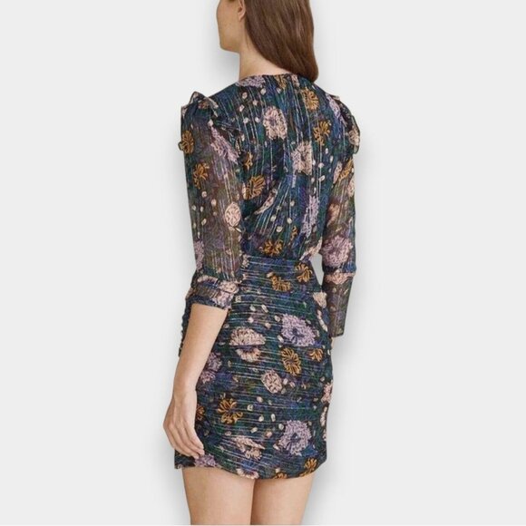 Veronica Beard Womens Peppa Floral Silk Blouson Mini Dress Cocktail Event 10 NWT - Picture 4 of 12